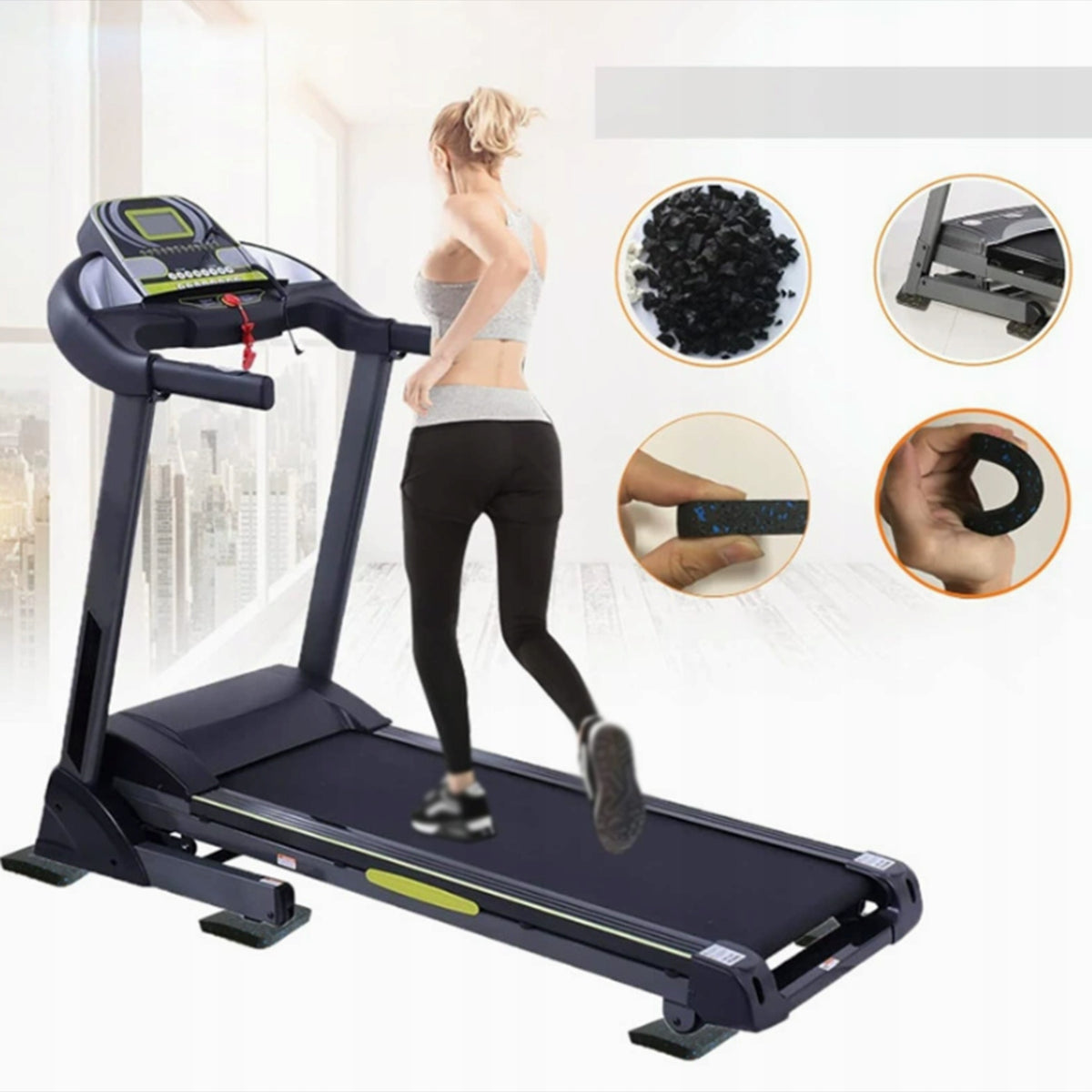 6 Pieces Treadmill Mats Exercise Equipment Pad Rubber Anti Vibration blue Packaging status original
