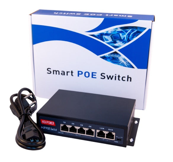 6-Port 100Mbps PoE Switch, 4 PoE Ports, 75W for IP Cameras