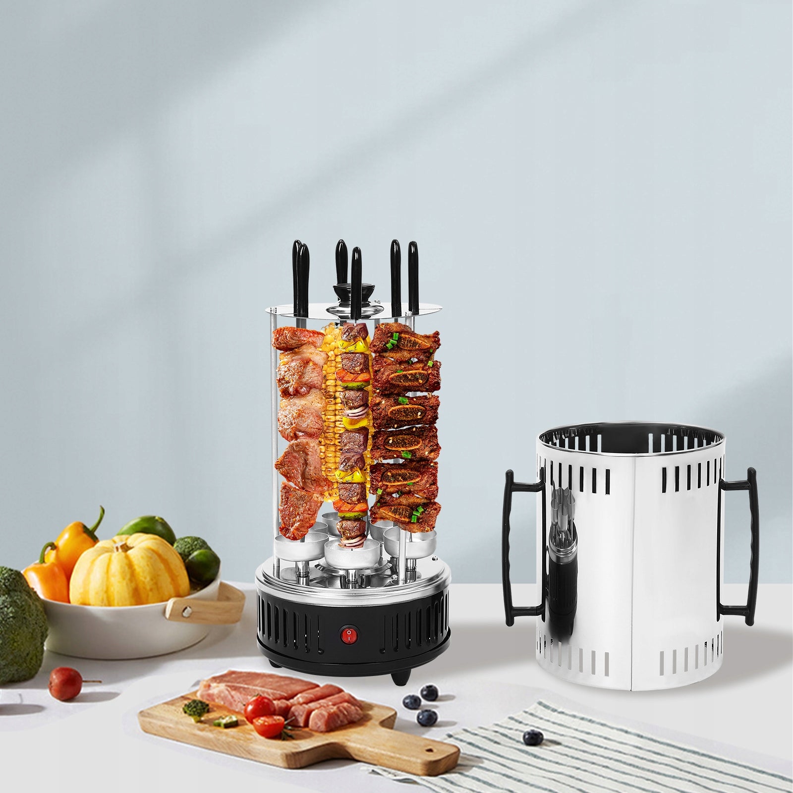 6-Prong Rotating Barbecue Grill, Vertical Electric Rotating Grill Machine- Brand no brand