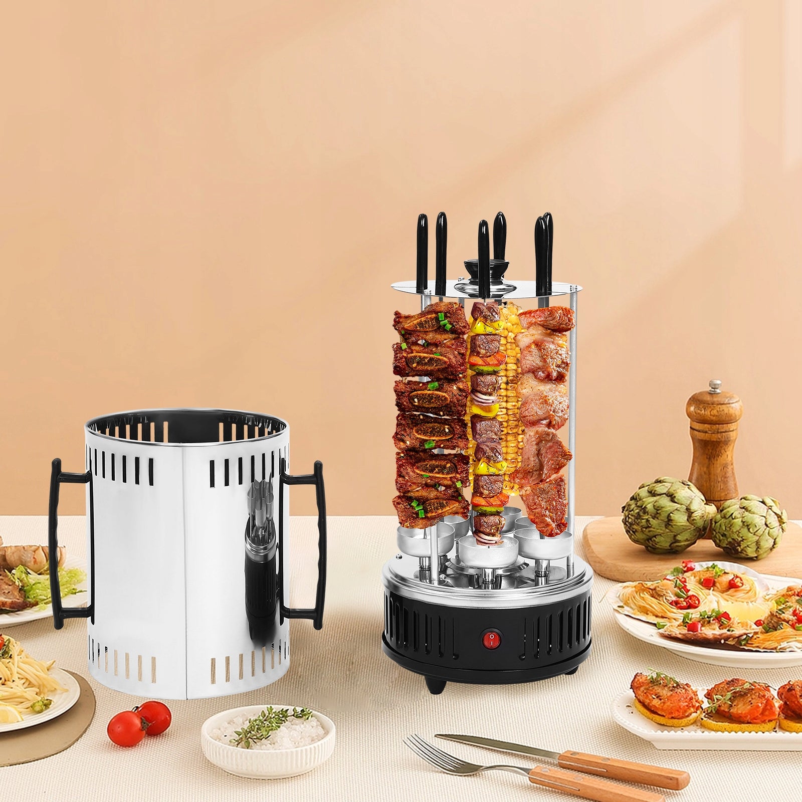 6-Prong Rotating Barbecue Grill, Vertical Electric Rotating Grill Machine- Manufacturer code kkr56645