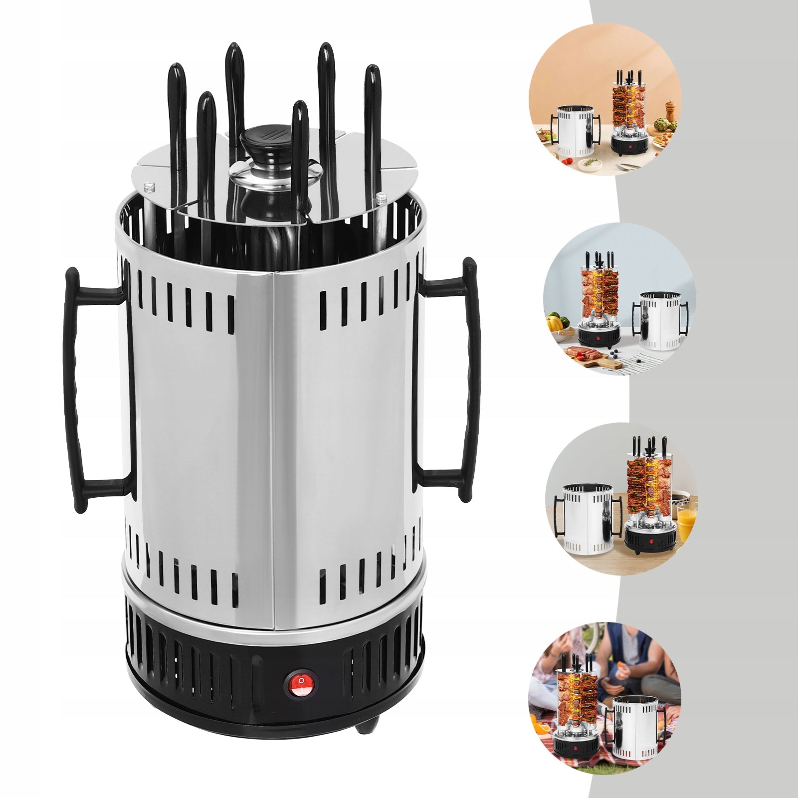 6-Prong Rotating Barbecue Grill, Vertical Electric Rotating Grill Machine- Packaging status original