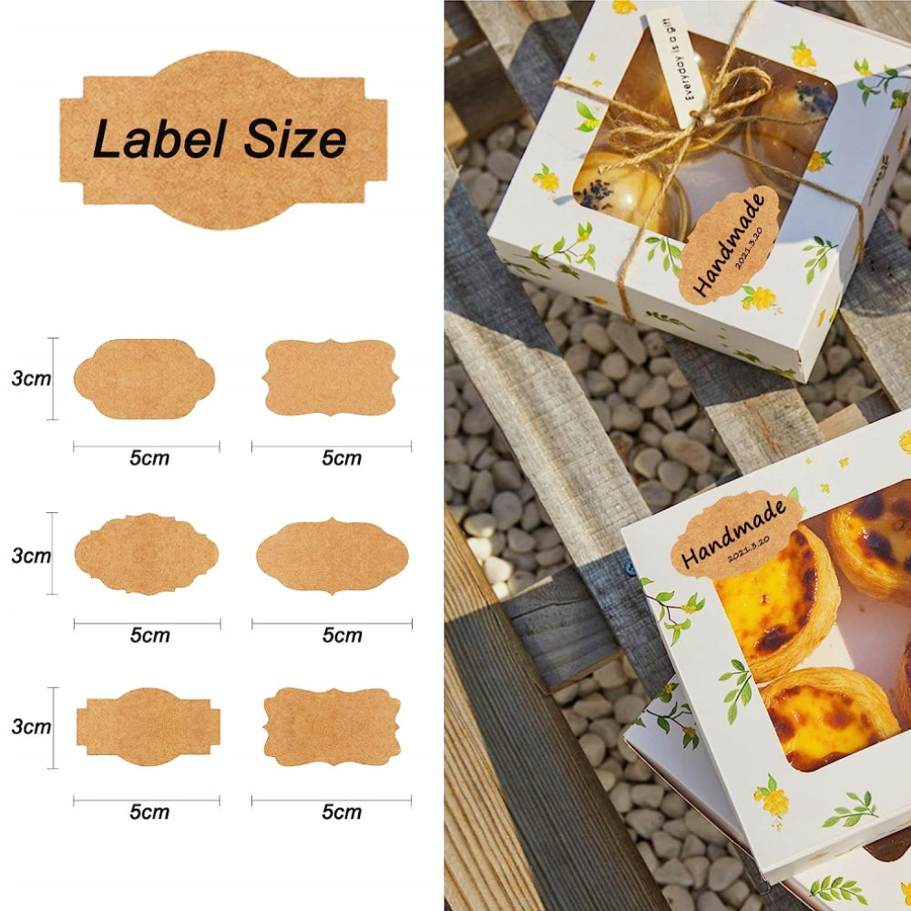6 Rolls Self-adhesive Labels Set, Kraft Paper, 10 Shapes, Total 1750 pieces Manufacturer code HMTZSET