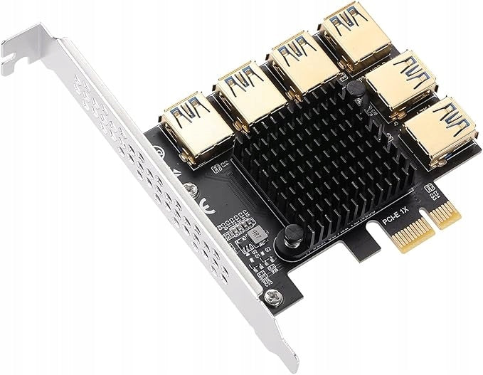 6 USB SOCKETS ADAPTER PLATE FOR EXCAVATOR BTC PCI-E 1X USB PORT MULTIPLIER A