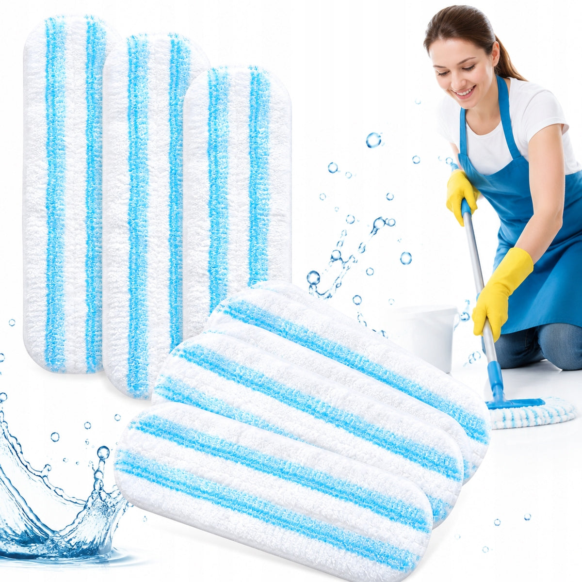 6 Vileda H2Pro mop inserts – microfiber, washable, for floors