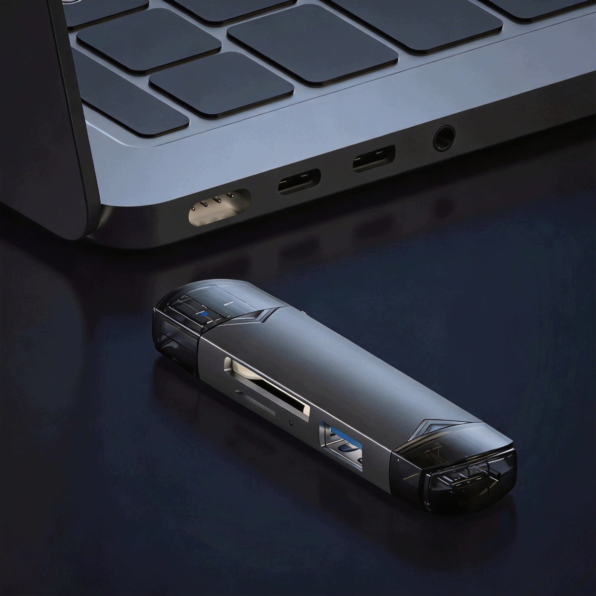 6 in 1 USB3.0 Grey Aluminum Card Reader with Type-C and Micro USB Ports Product weight with unit packaging 0.035 kg