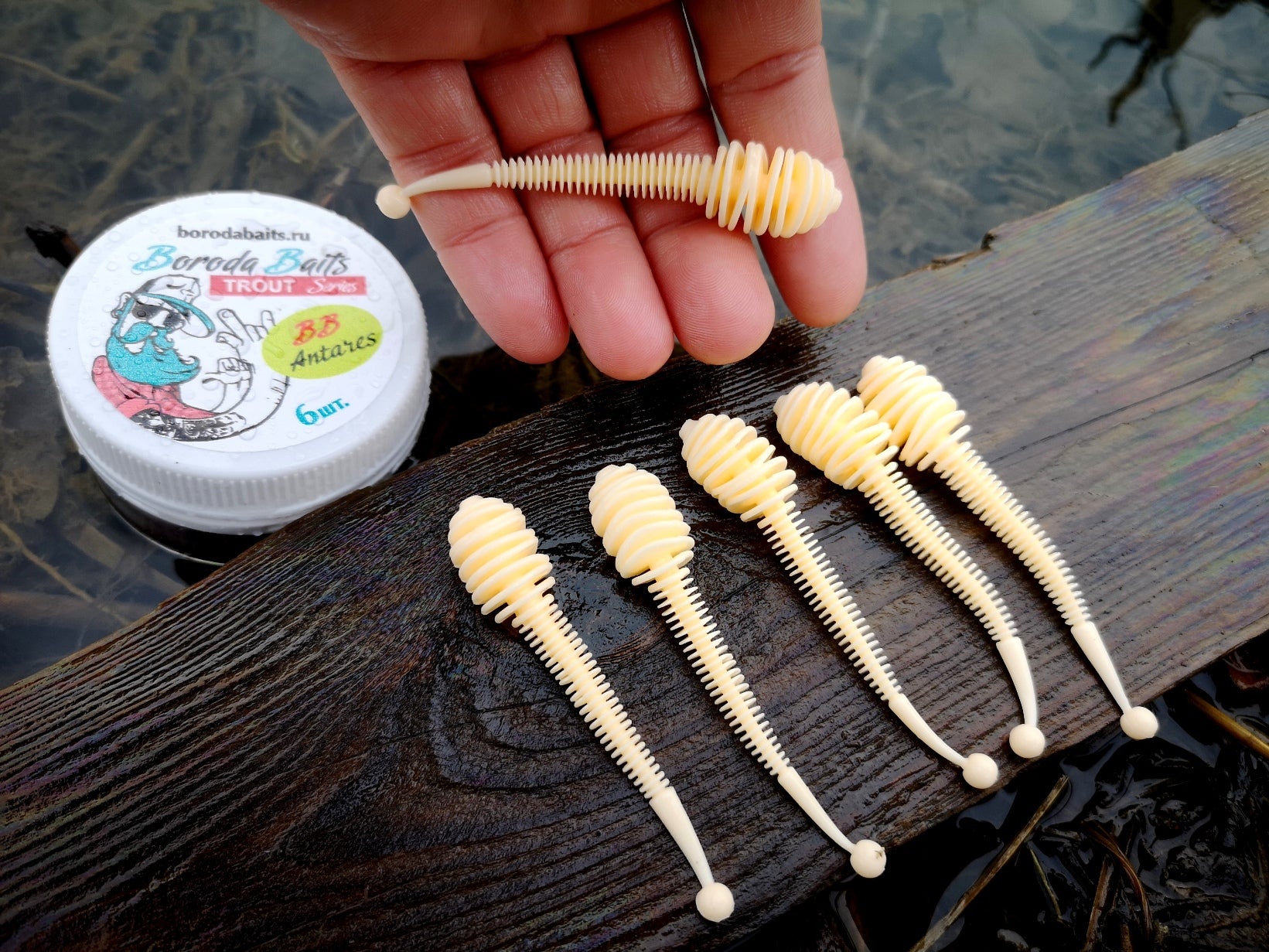 6 pcs. Rubber Boroda Baits Antares 80 mm - 2,7 g for Trout Perches and zanders For chubs graylings perches trouts zanders pikes