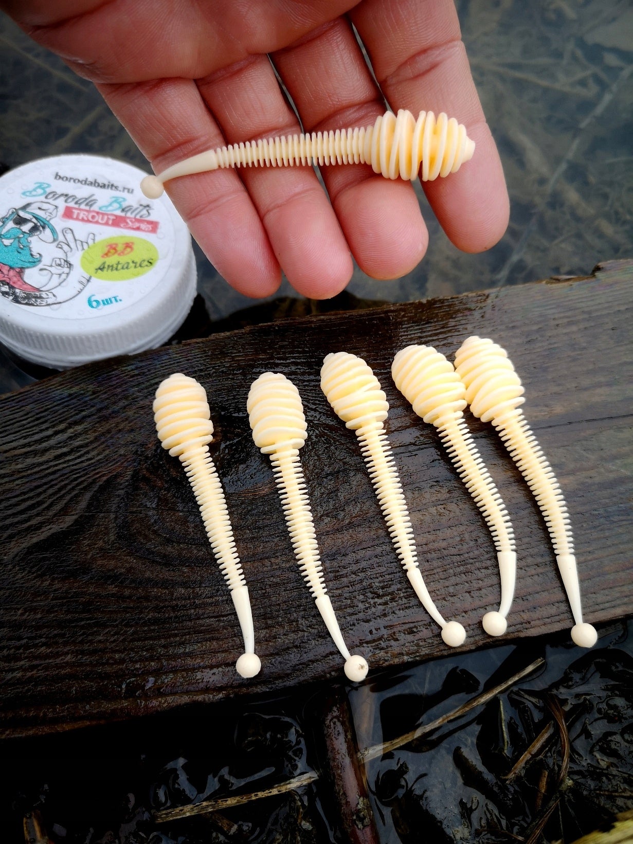 6 pcs. Rubber Boroda Baits Antares 80 mm - 2,7 g for Trout Perches and zanders Length 8 cm