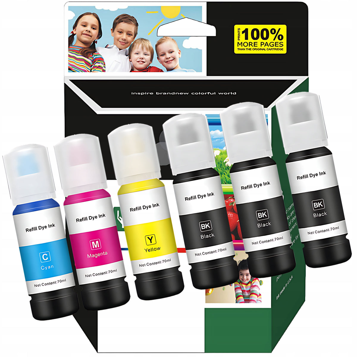 6 x 103 INKS FOR EPSON EcoTank L3160 L3150 L3110 L3210 L3251 L3256 PRINTER