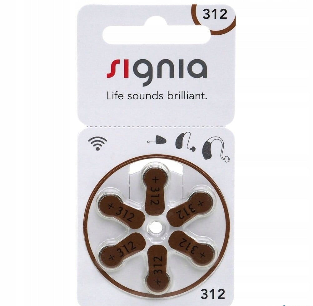 6 x Signia 312 Hearing Aid Batteries