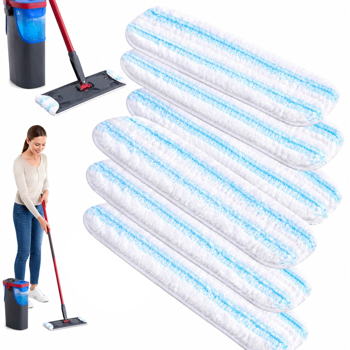 6 x Vileda H2Pro Mop Cartridges Replacement Flat 6 Pack