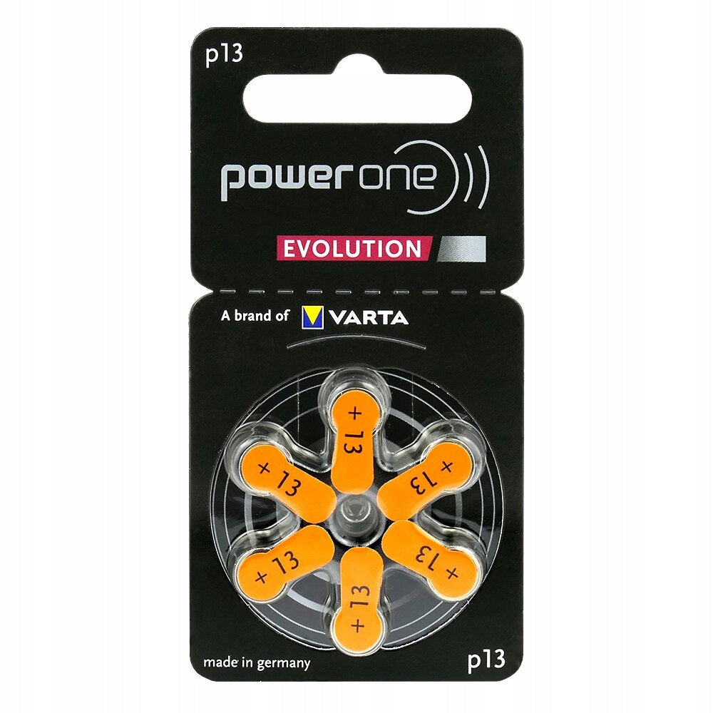 60 x Power One Evolution Varta 13 Hearing Aid Batteries Medical device no