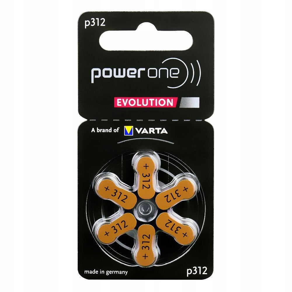 60 x Power One Evolution Varta 312 Hearing Aid Batteries Medical device yes