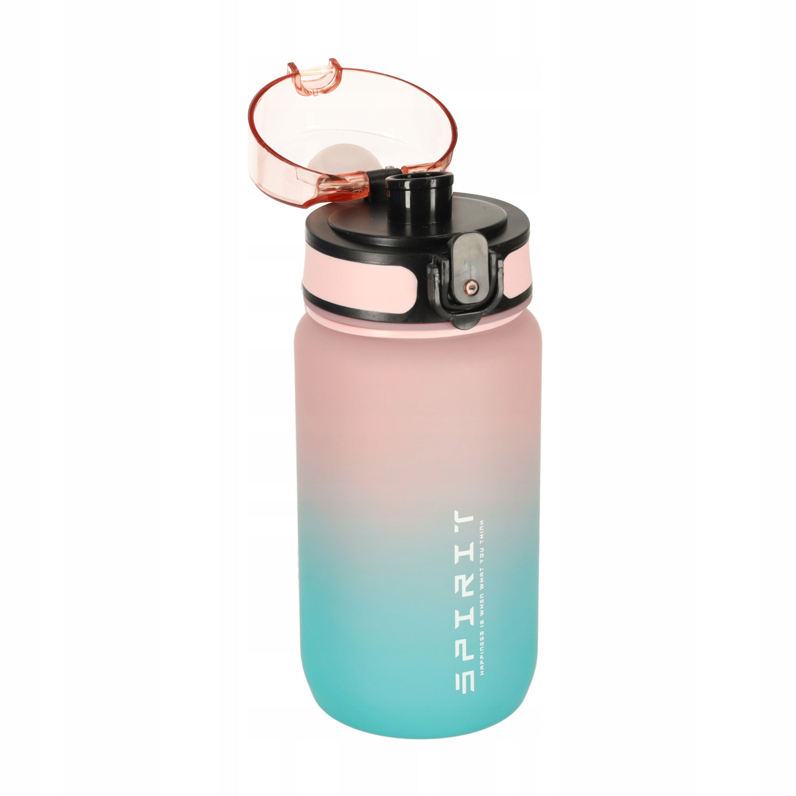 600 ML PINK BLUE WATER BOTTLE WITH MEASURING CUP MOUTHPIECE AND HOLDER Model Butelka na wodę