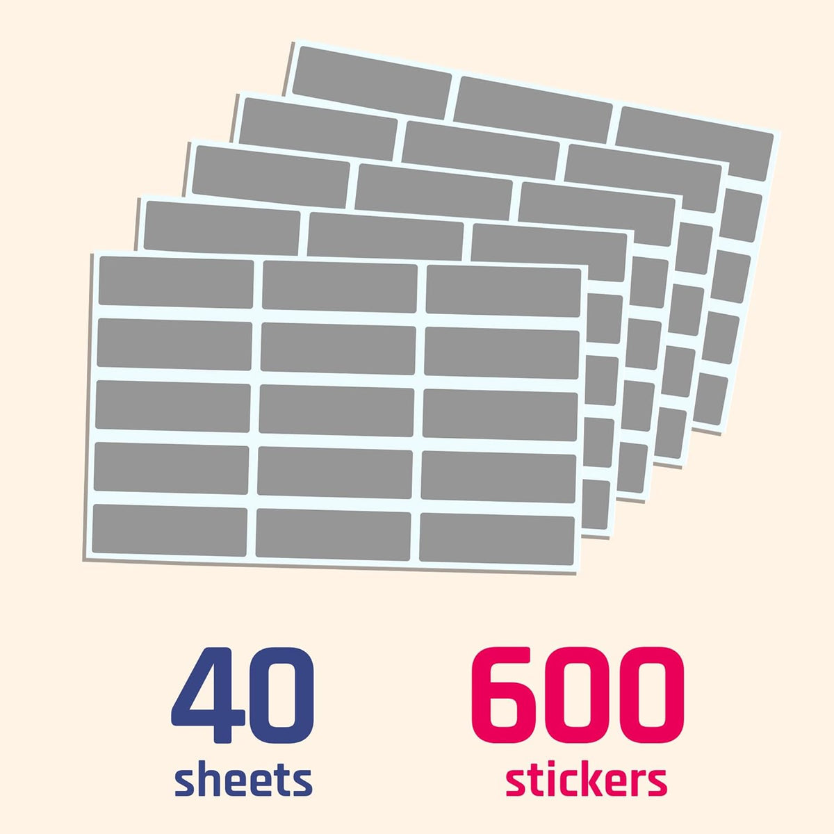 600 Pieces, 48 x 15 mm - Scratch Stickers, Grey Manufacturer code 4477