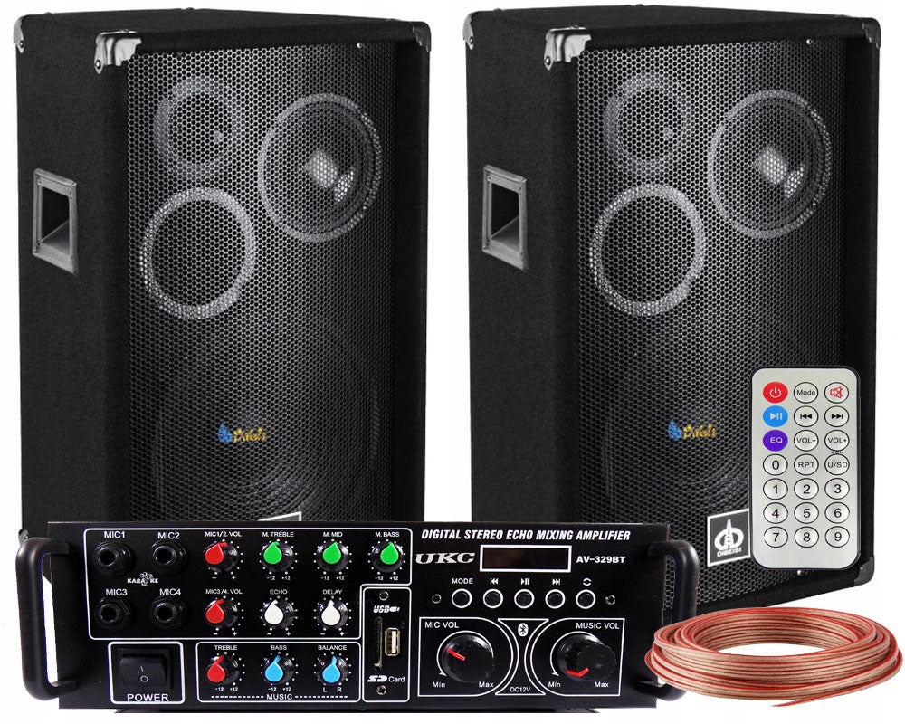 600W PA SPEAKERS AMPLIFIER BLUETOOTH USB SD REMOTE SOUND SYSTEM