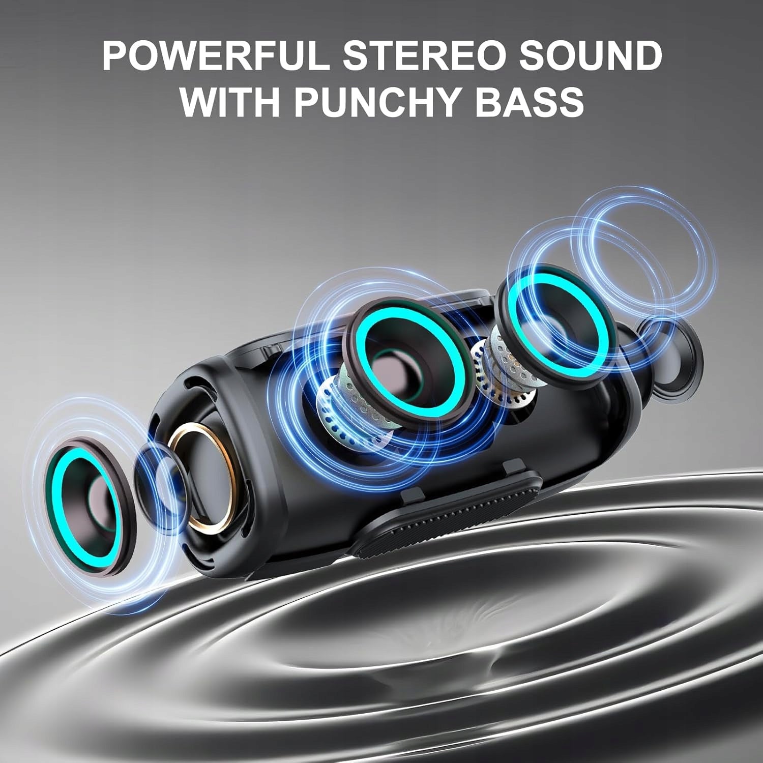 60W Bluetooth Speaker, Deep Bass, IPX7 Waterproof, 24H Playtime LED Lights Manufacturer code A6