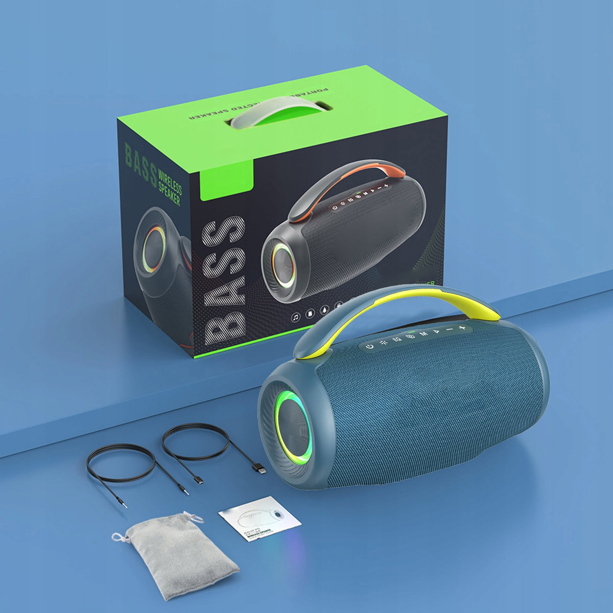60W Portable BT Speaker, Powerful Subwoofer, 8000mAh Battery, 2C