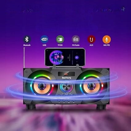 60W Wireless Speaker with Subwoofer and LED Effects, FM Radio USB Remote Control Manufacturer code A77