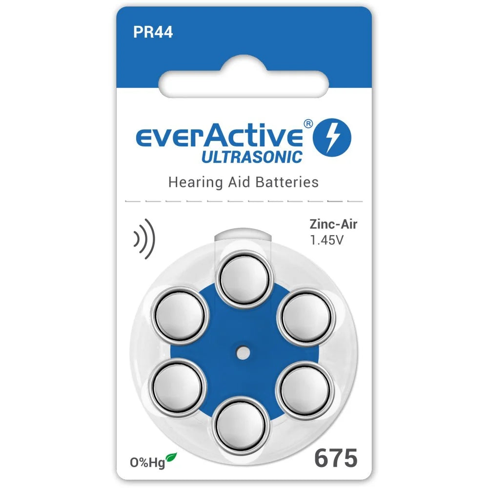 60X HEARING AID BATTERIES EVERACTIVE ULTRASONIC 675 PR44 BOX Medical device yes