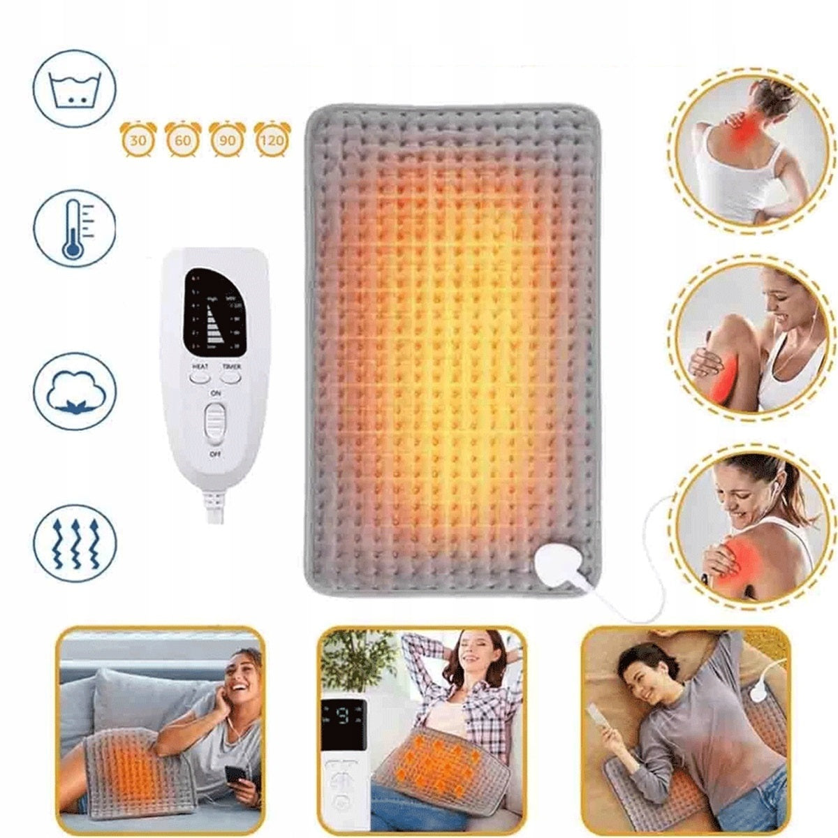 60X30CM ELECTRIC HEATING MAT WITH AUTO-OFF FOR FATIGUE REDUCTION