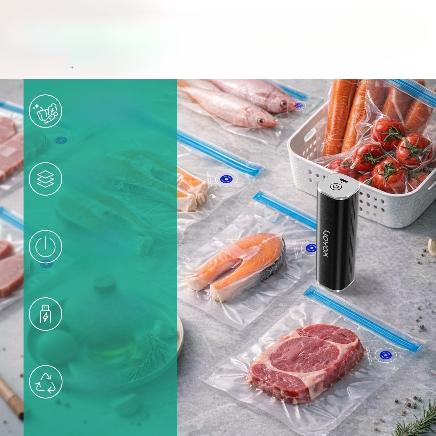 60kPa USB-C Handheld Cordless Vacuum Welding Machine with Bags Manufacturer code ręczna zgrzewarka próżniowa USB C 60kPa