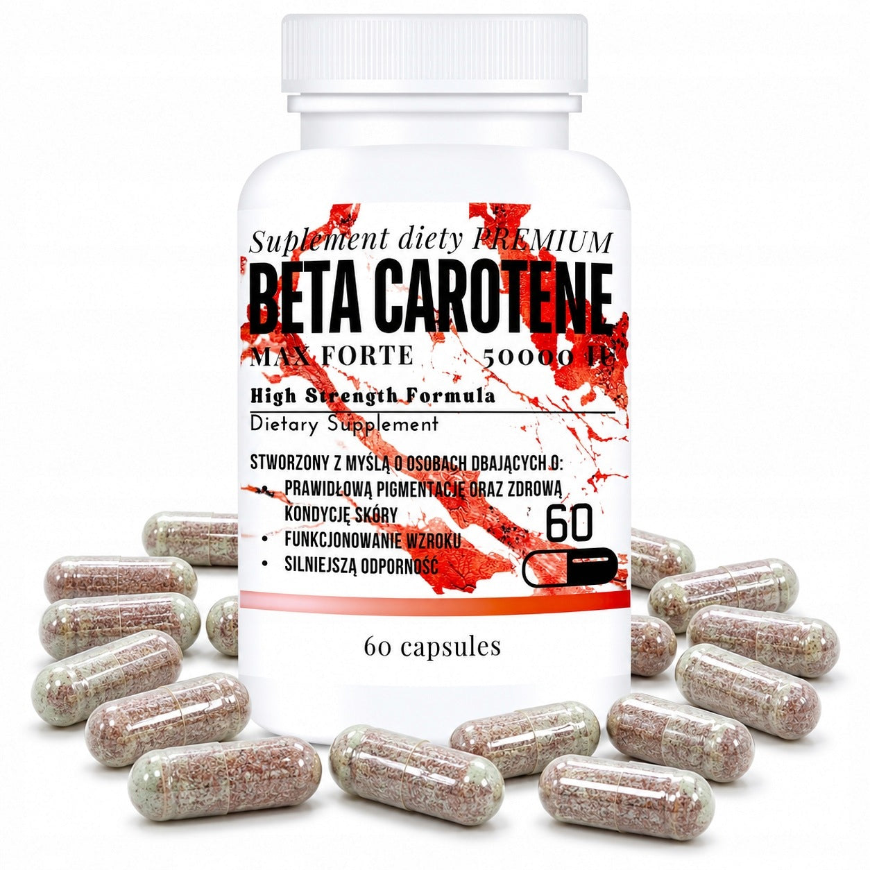 60x BETA-CAROTENE 50.000 IU MAX FORTE EFFECTIVE TANNING STRONG COPPER PROTECTION Packaging status original