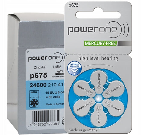 60x Hearing aid battery POWER ONE VARTA PR44/675