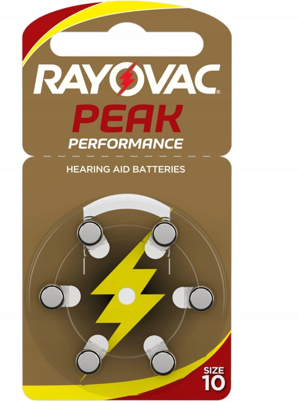 60x Hearing battery RAYOVAC PEAK PERFORMANCE 10 Medical device no