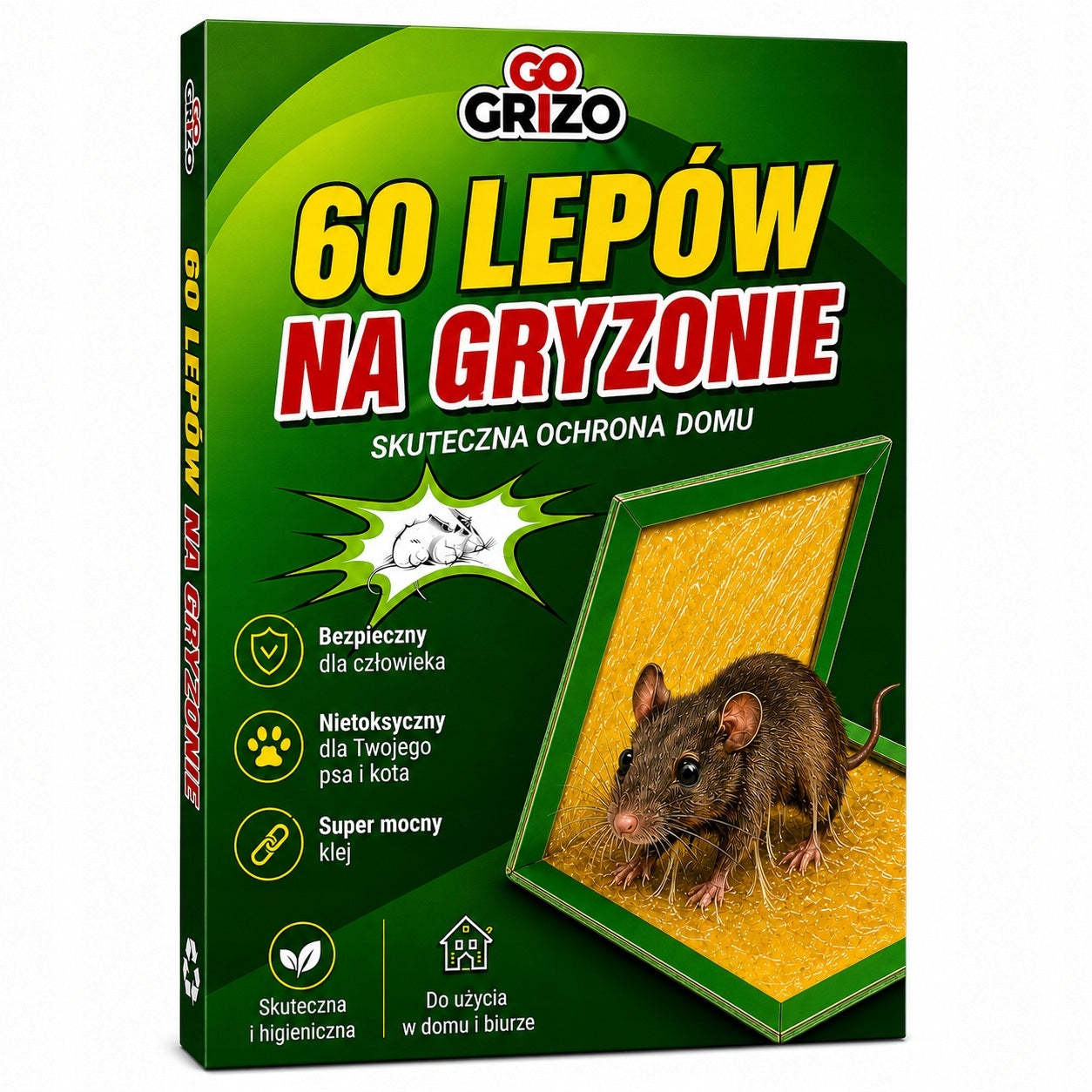 60x MOUSE STICK RAT WITH GLUE CENTER RODENT TRAP STRONG PAW Packaging status original