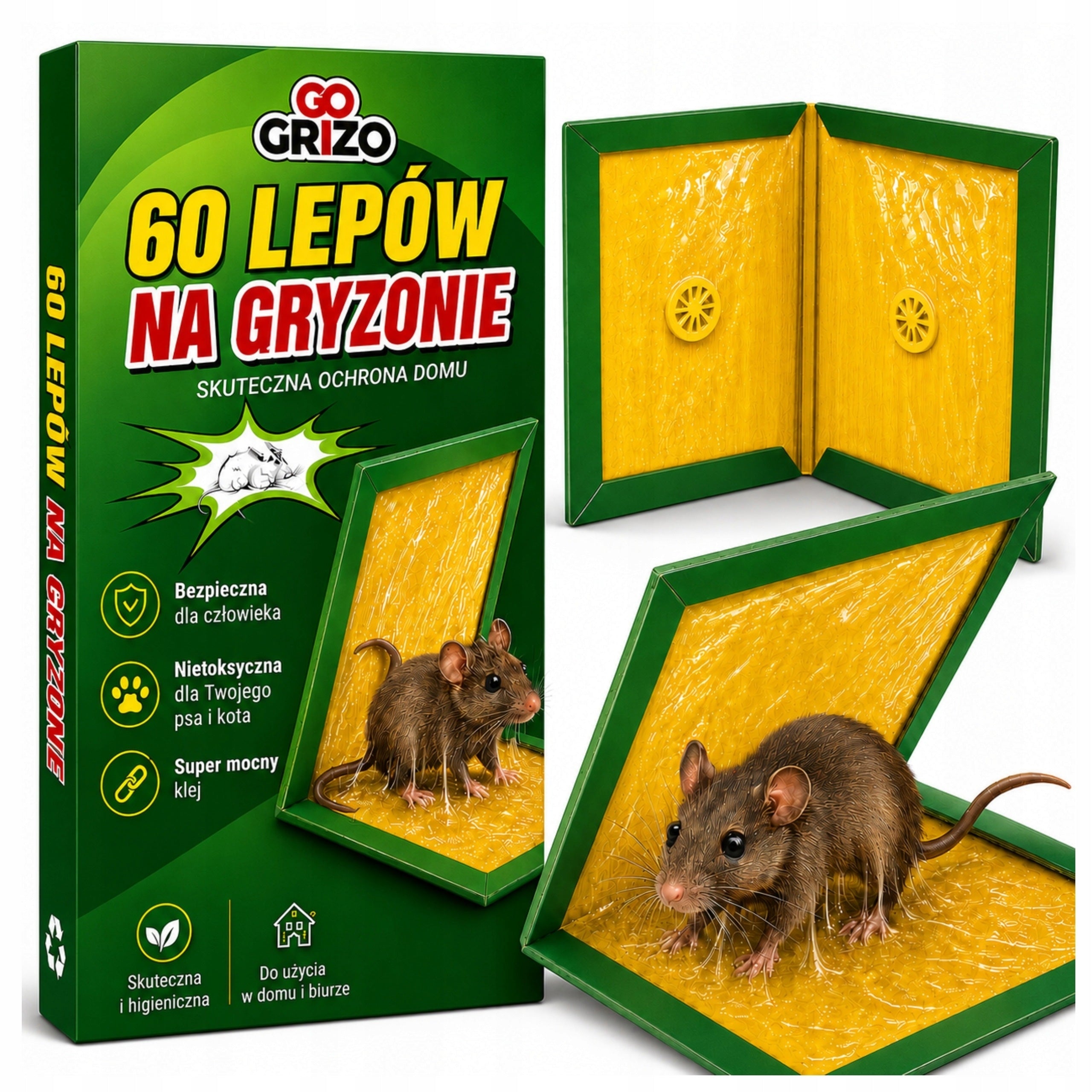 60x MOUSE STICK RAT WITH GLUE CENTER RODENT TRAP STRONG PAW