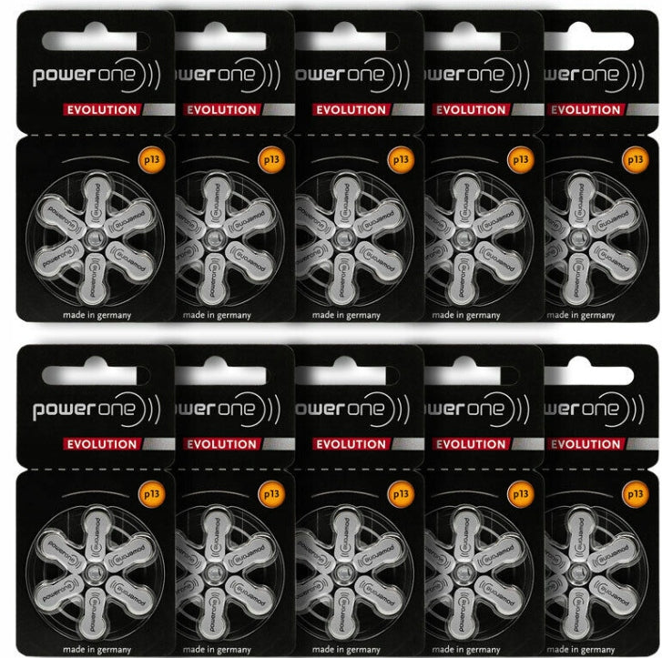 60x Power One Evolution 13 Hearing Batteries