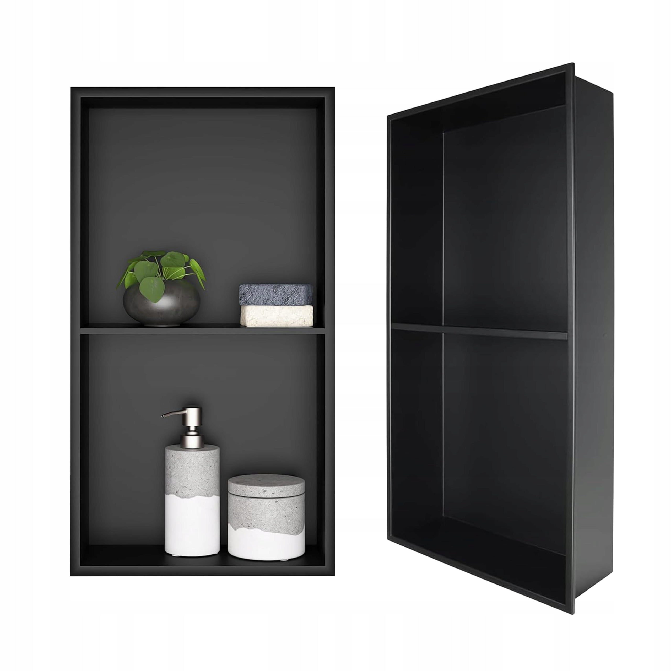 60x30x10CM BATHROOM SHOWER SHELF BLACK STAINLESS STEEL