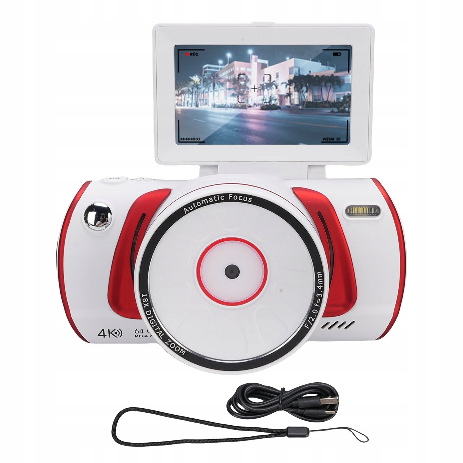 64MP 4K 18x Zoom WiFi Digital Camera 3 Inch Anti W4 Flap Screen