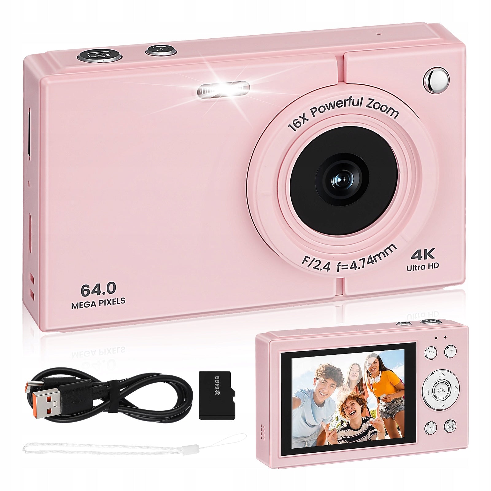 64MP 4K digital camera with autofocus zoom 18x IPS 2.8 screen + 64GB card Packaging status original