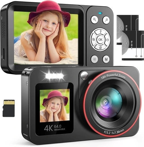 64MP DIGITAL CAMERA 18X ZOOM AND 4K VIDEO FOR VLOGGERS WITH 64GB CARD