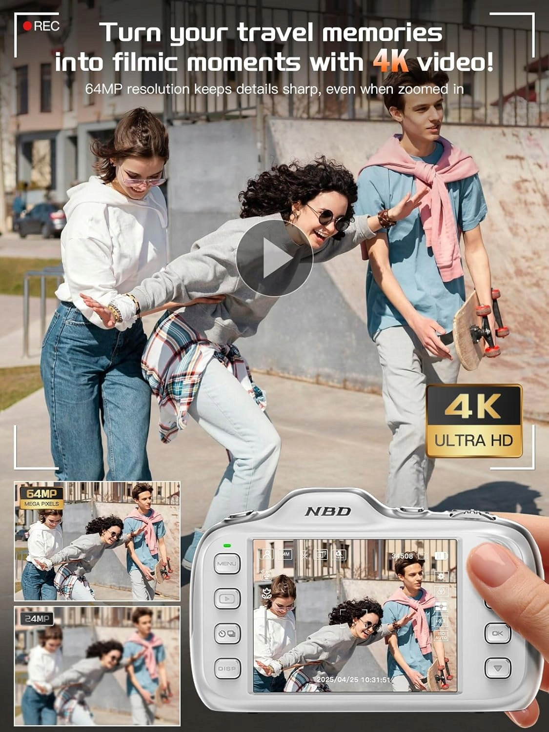 64MP Photo & 4K Video Digital Camera Vlog Camera x 16 Zoom Packaging status original