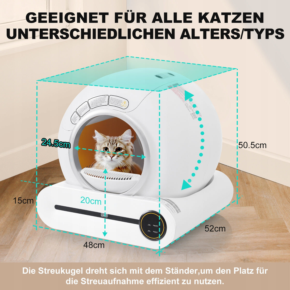65L Adaptive Self-Cleaning Cat Litter Box for Multiple Cats Manufacturer code w334fee