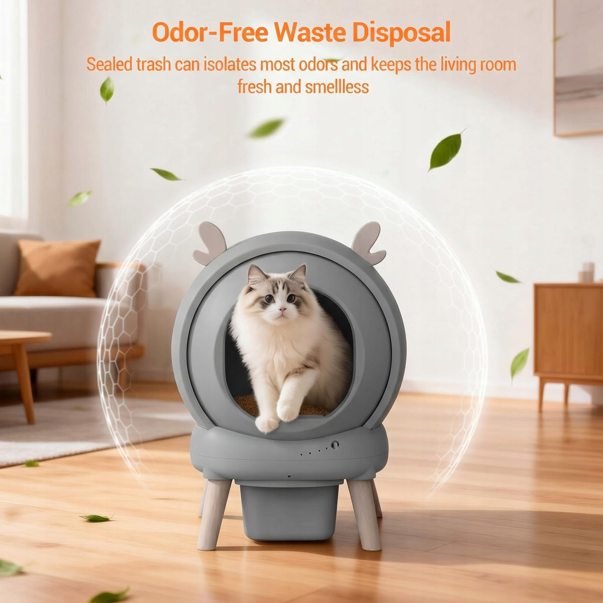 65L Automatic Self-Cleaning Cat Litter Box Cabinet, App Control, Gray Manufacturer code JOLLYTOP