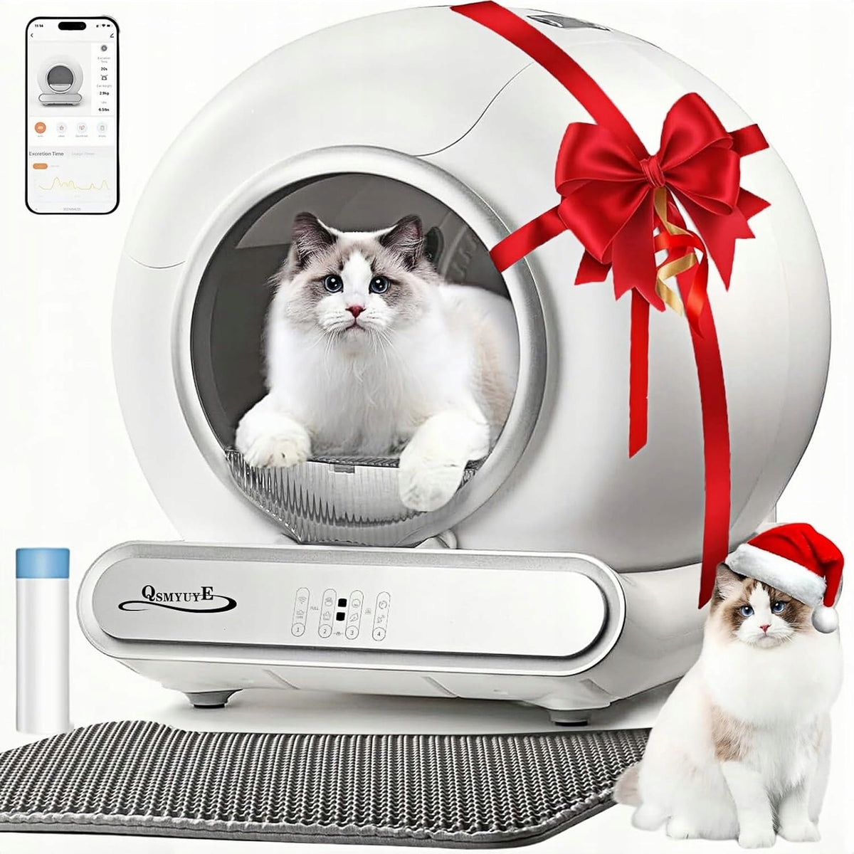 65L EXTRA-LARGE CAPACITY SELF-CLEANING CAT LITTER BOX WITH APPLICATION