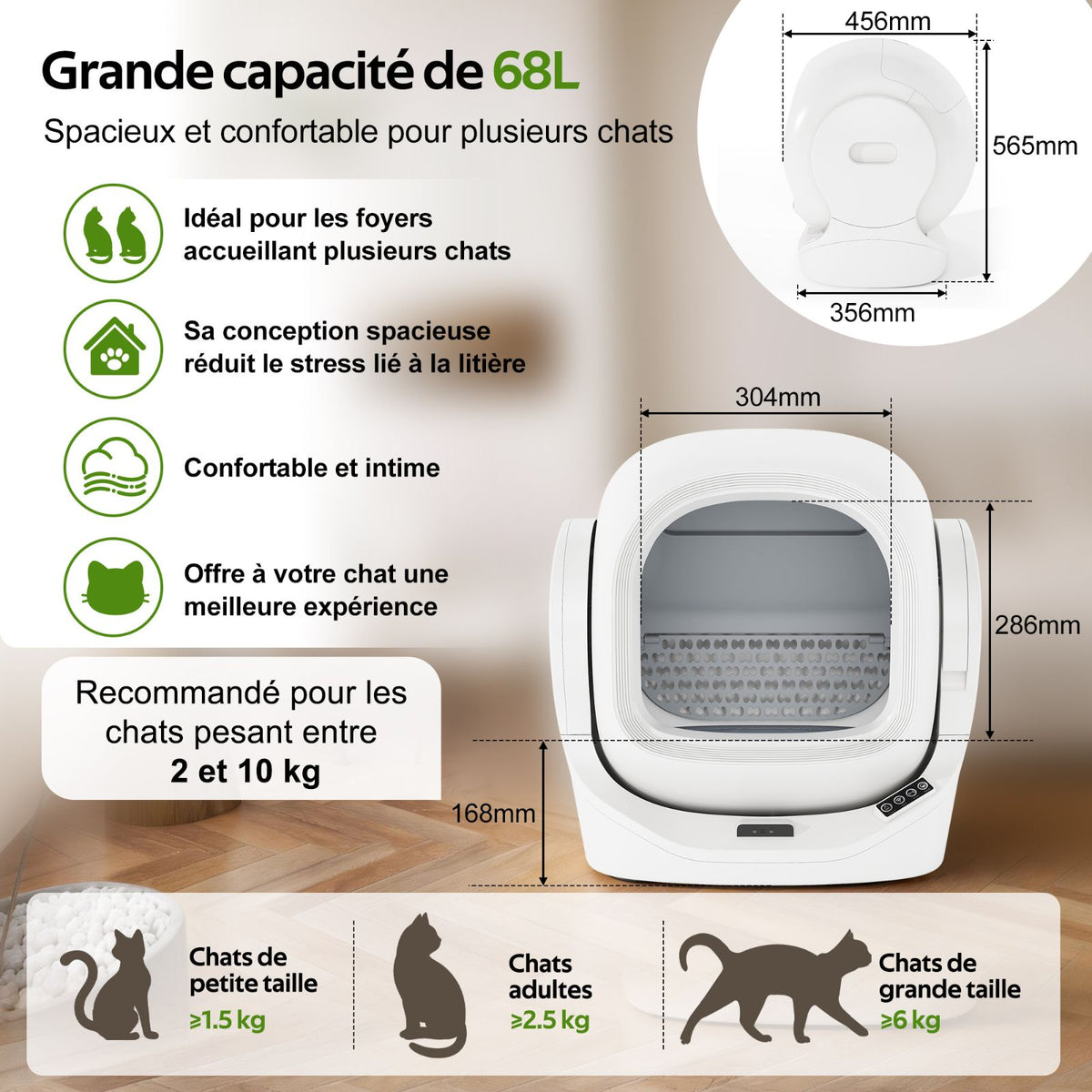 68L Smart Automatic Cat Litter Box with App Manufacturer code 635460698