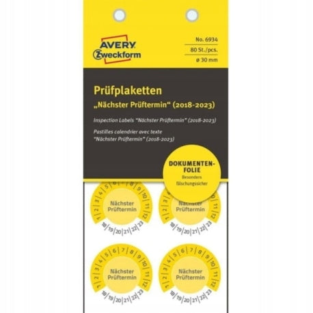 6934 Inspection plates No Peel 18-23; O30 yellow