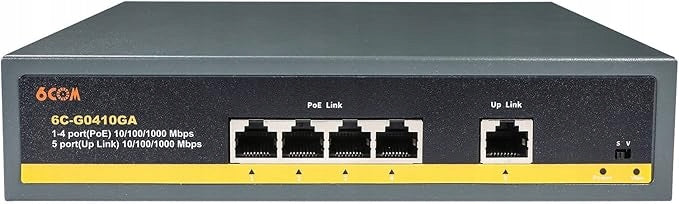 6COMGIGA 5-Port Gigabit PoE Switch with 4 PoE Ports 100/1000 Mbps