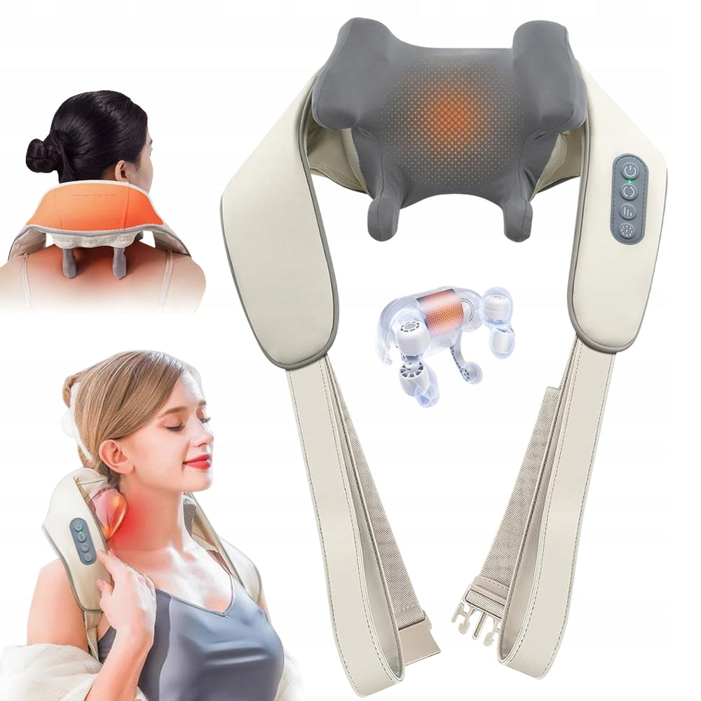 6D HEATING NECK SHIATSU MASSAGER FOR QUADRILATERAL MUSCLES, SHOULDERS AND NECK