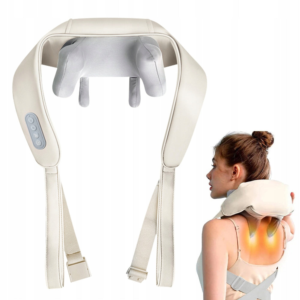 6D WIRELESS KNEADING NECK MASSAGER WITH USB-C FOR SHOULDERS HOME