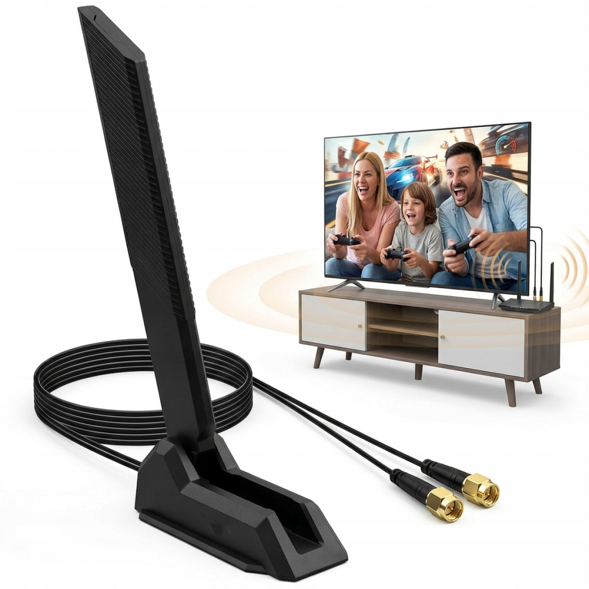 6E tri-band WiFi antenna – 9dBi, RP-SMA, magnet, 2m, for router