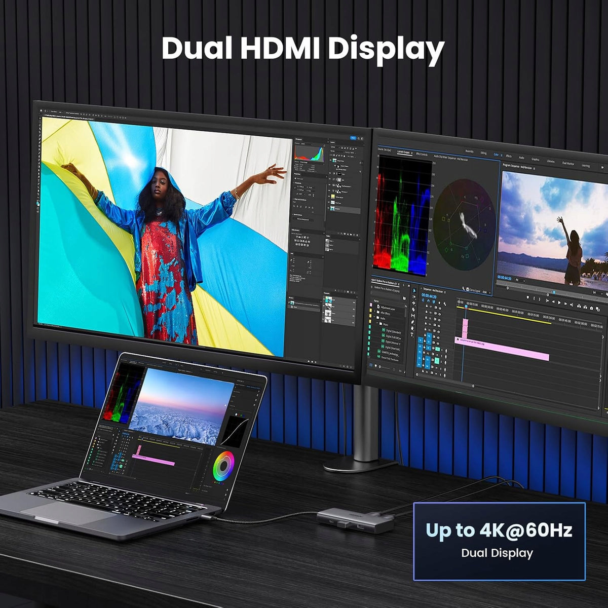 6IN1 DUAL HDMI 4K 100W PD USB-C DOCKING STATION Manufacturer code STACJA DOKUJĄCA USB-C DUAL HDMI 4K 100W