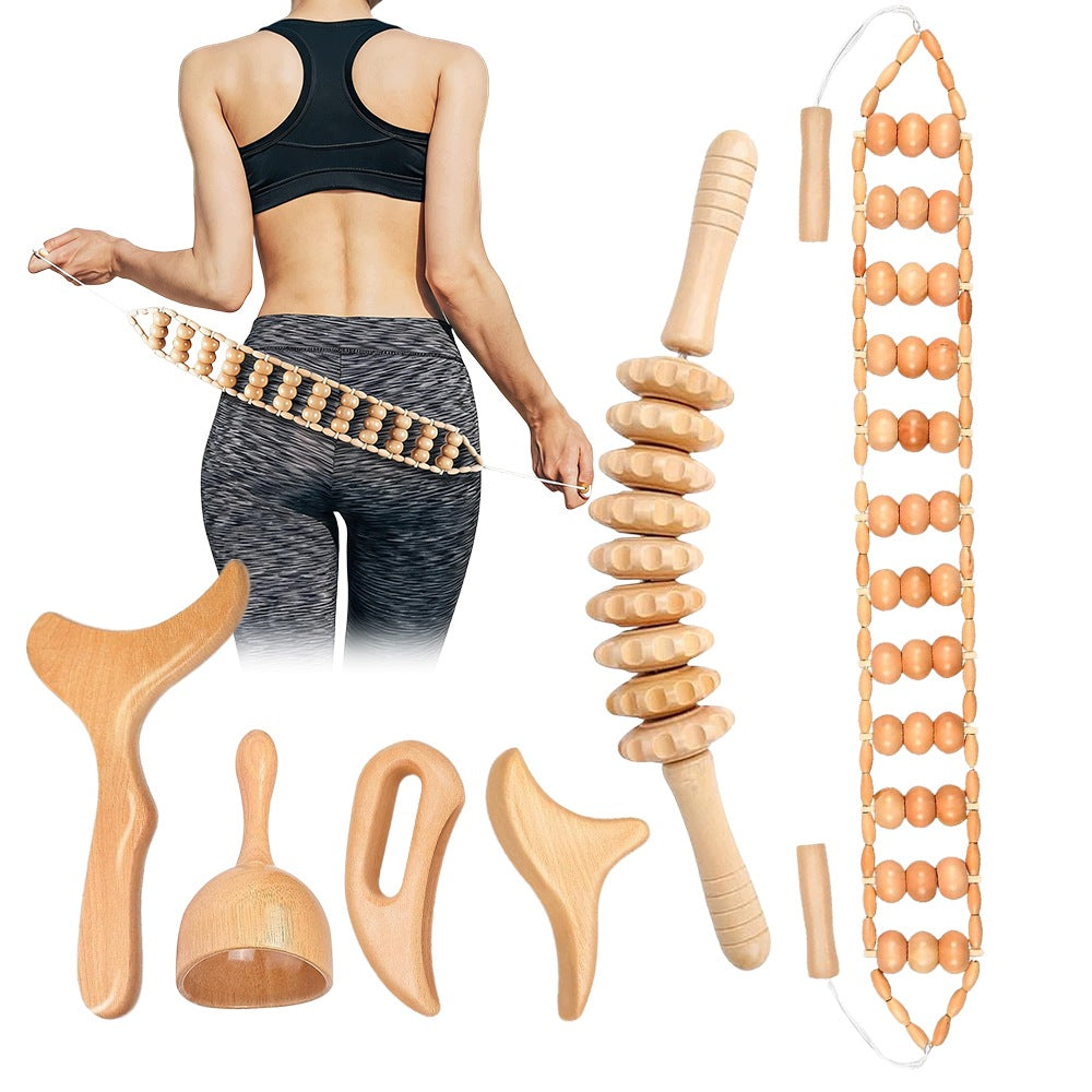 6IN1 WOODEN TOOL SET FOR FULL BODY MASSAGE MADEROTHERAPY CELLULITE