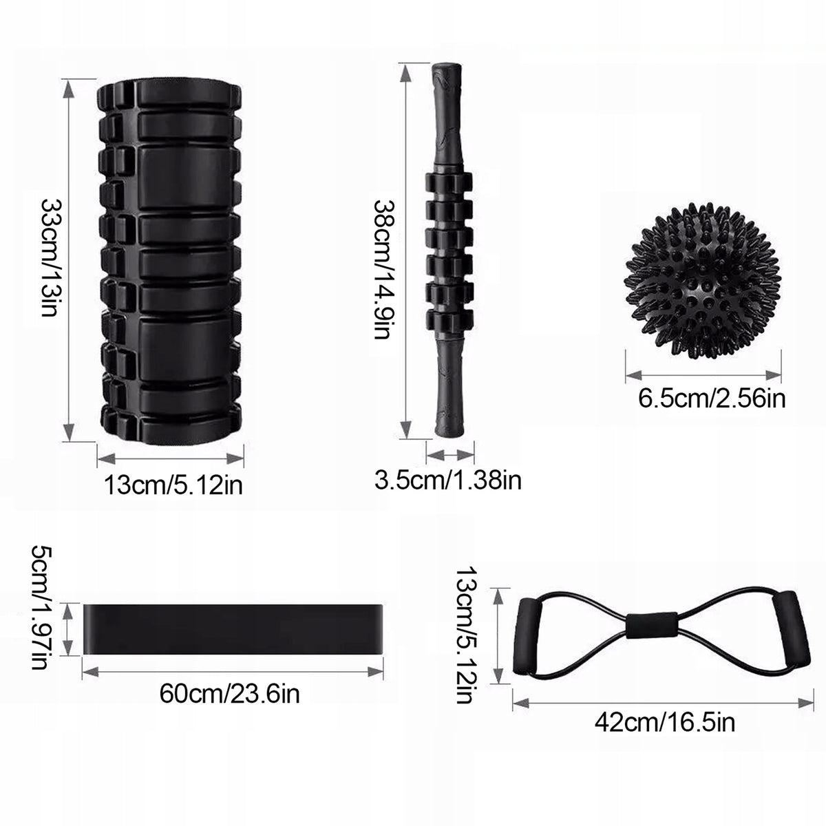6IN1 YOGA AND FITNESS SET – MASSAGER, BALL, BELT AND CARRY BAG Packaging status original