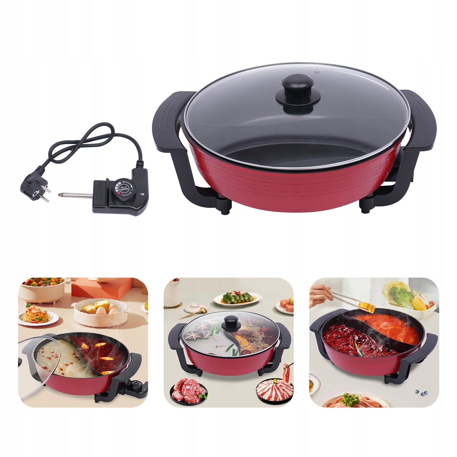6L Electric Multi-Cooker Non-stick Hot glass Lid 5-Temperature Level 220v Brand no brand