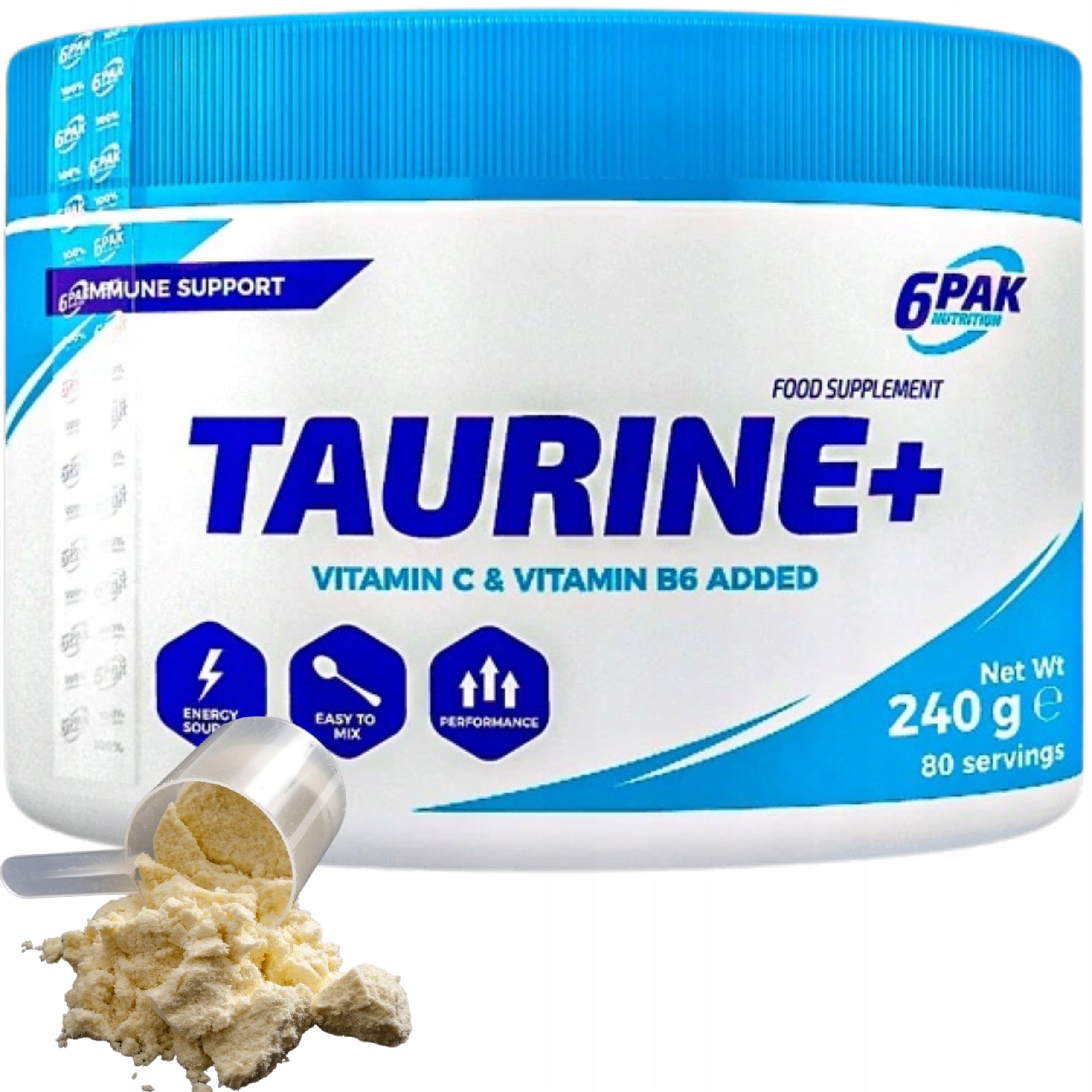 6PACK TAURINE B6 VITAMIN C STRENGTH PERFORMANCE ENERGY 240g